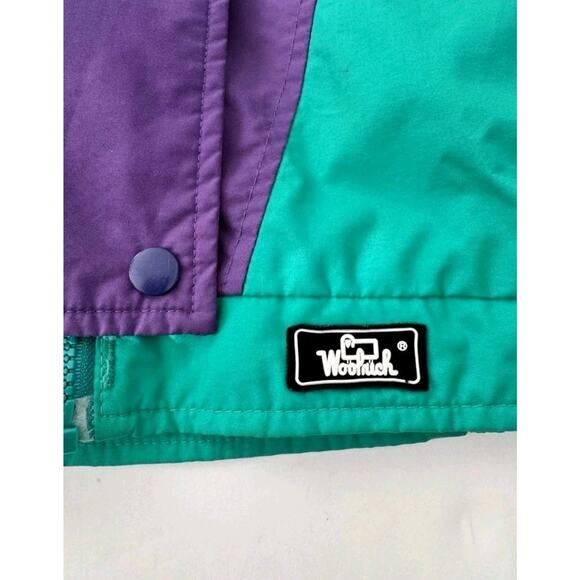 VTG 80s Woolrich Color Block Windbreaker Jacket S Purple Green Pink Retro - Picture 3 of 7